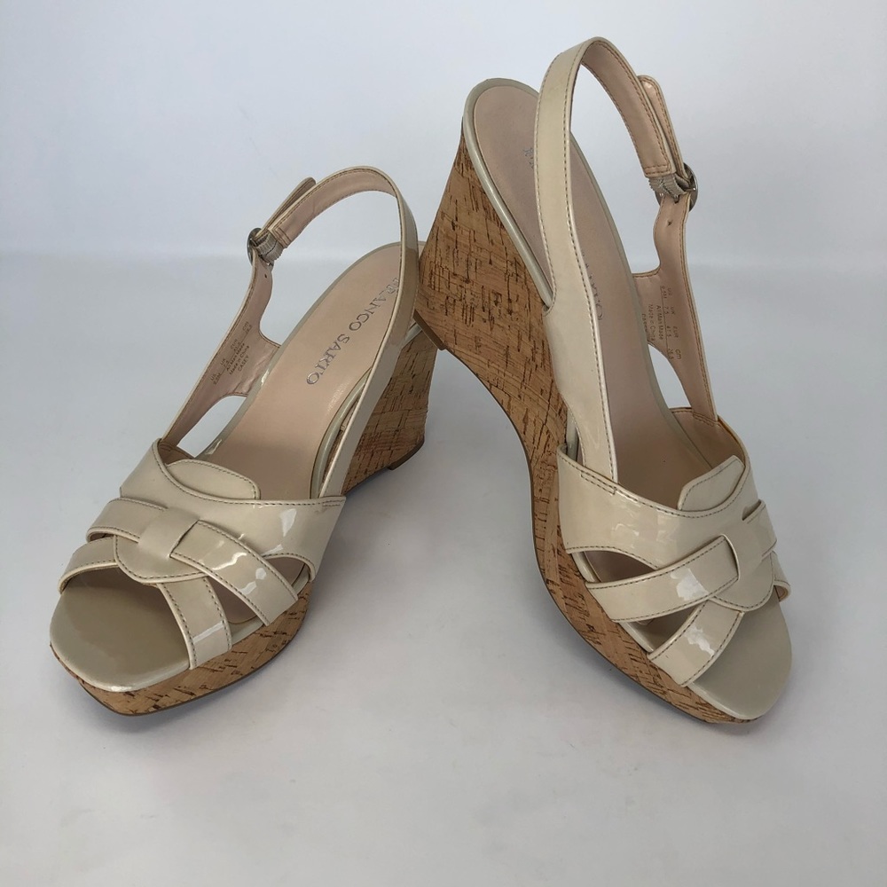 FRANCO SARTO Square Toe Cork Wedge Size 9.5